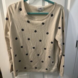 Absolutely Cream and Black Polka Dot Long Sleeve Top